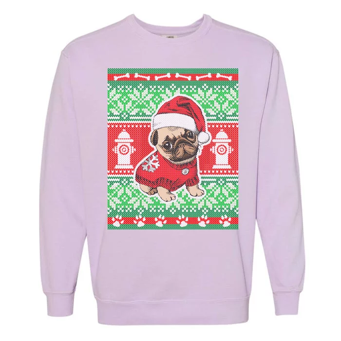 Christmas Cute Pug Ugly Sweater Garment-Dyed Sweatshirt