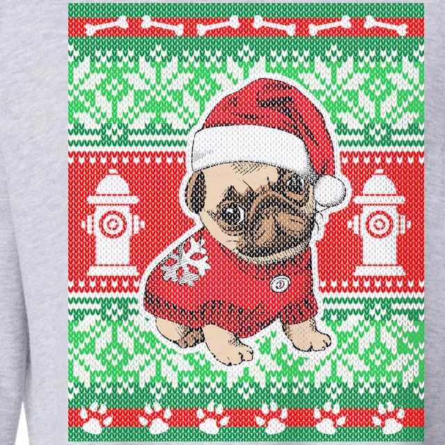 Christmas Cute Pug Ugly Sweater Cropped Pullover Crew