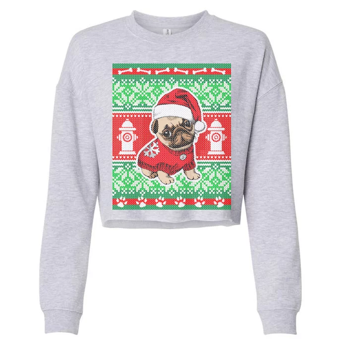 Christmas Cute Pug Ugly Sweater Cropped Pullover Crew