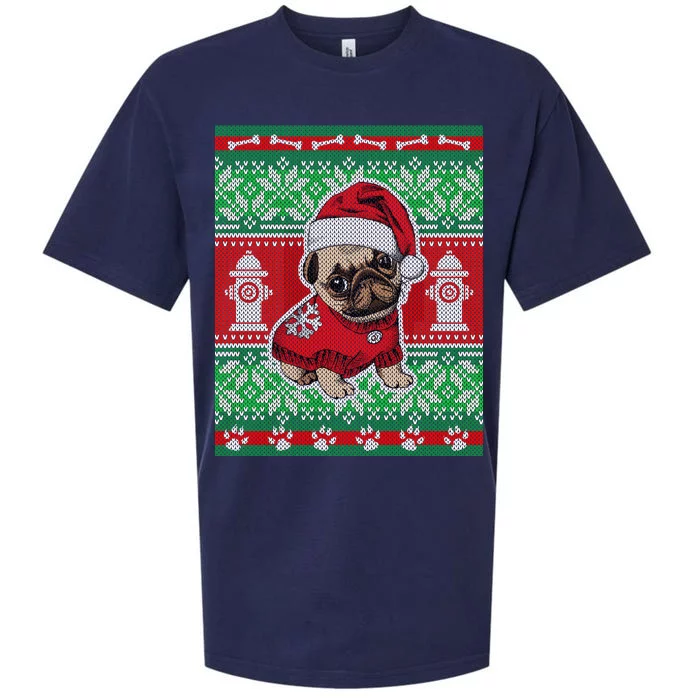 Christmas Cute Pug Ugly Sweater Sueded Cloud Jersey T-Shirt