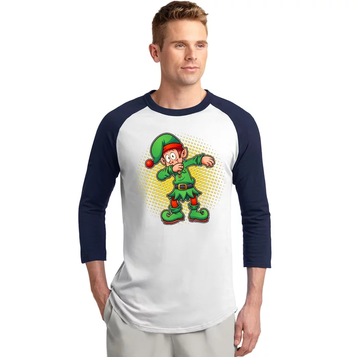 Christmas Dabbing Elf Baseball Sleeve Shirt