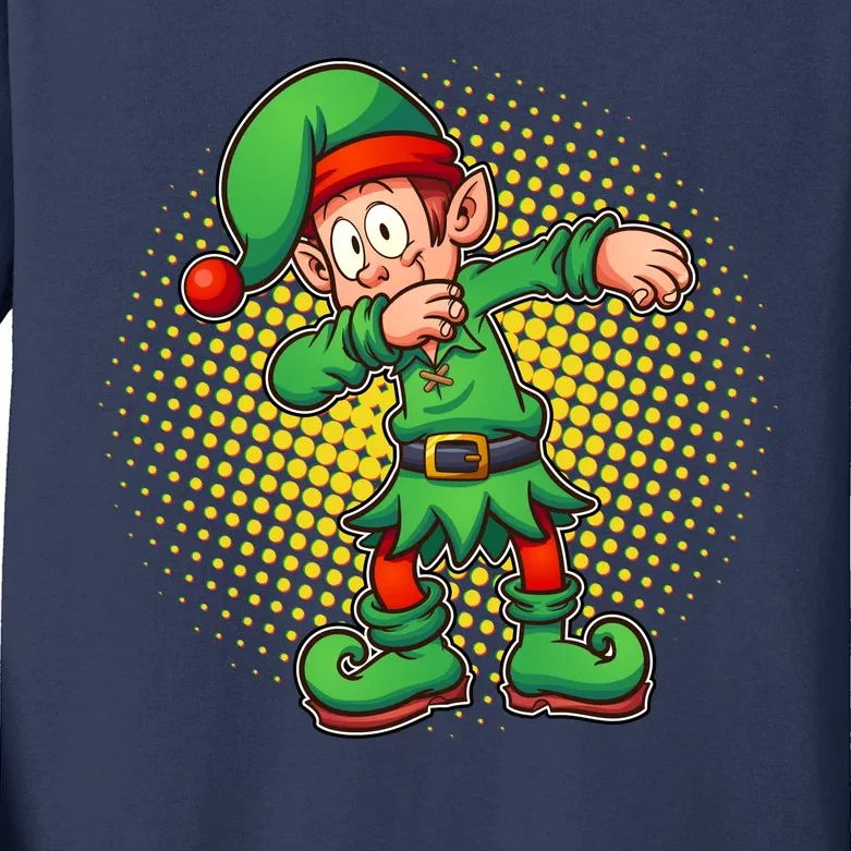 Christmas Dabbing Elf Kids Long Sleeve Shirt