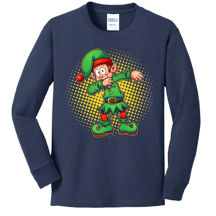 Christmas Dabbing Elf Kids Long Sleeve Shirt