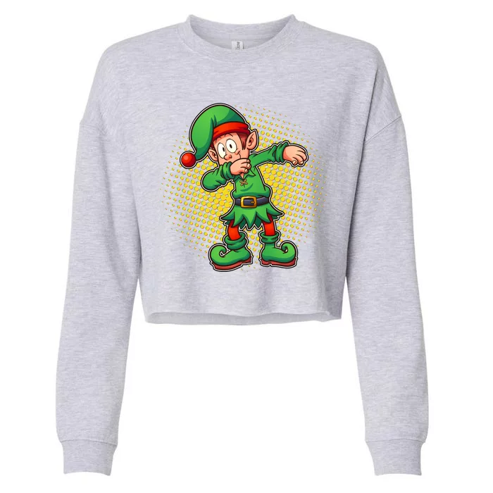 Christmas Dabbing Elf Cropped Pullover Crew