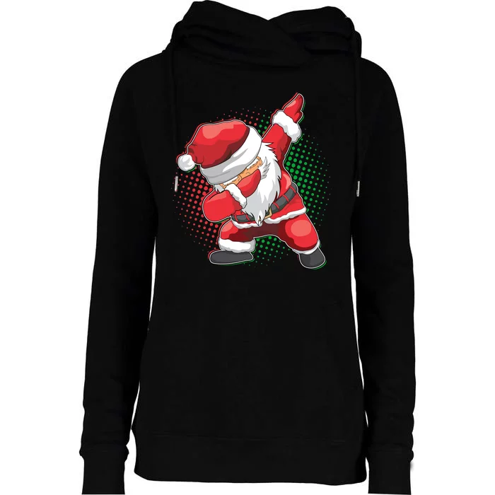 Christmas Dabbing Santa Womens Funnel Neck Pullover Hood