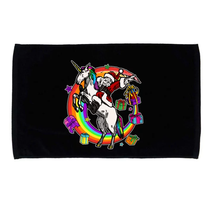 Christmas Dabbing Santa Riding Unicorn Microfiber Hand Towel