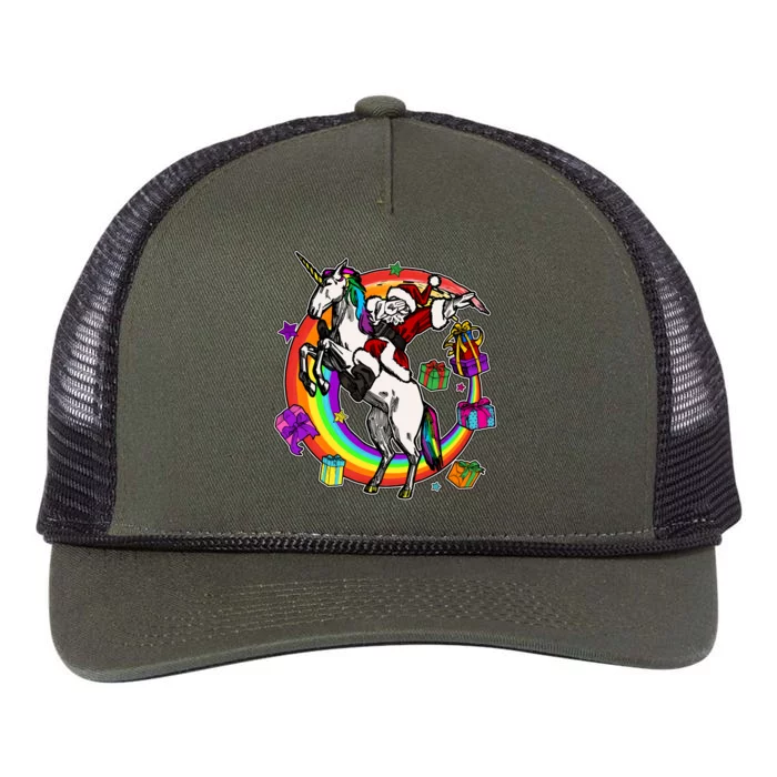 Christmas Dabbing Santa Riding Unicorn Retro Rope Trucker Hat Cap