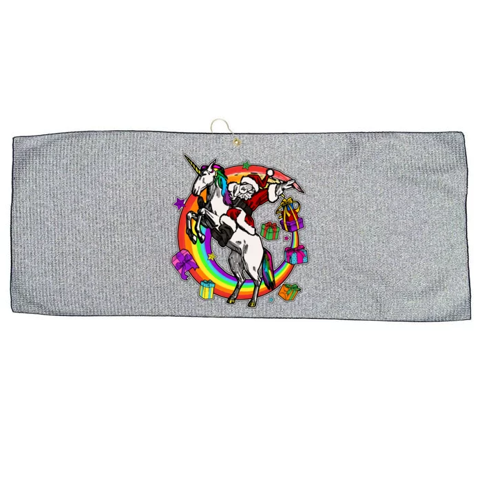 Christmas Dabbing Santa Riding Unicorn Large Microfiber Waffle Golf Towel