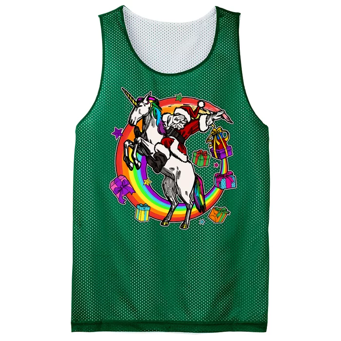 Christmas Dabbing Santa Riding Unicorn Mesh Reversible Basketball Jersey Tank