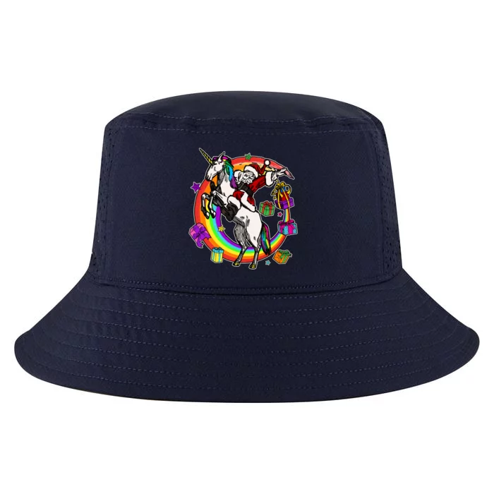 Christmas Dabbing Santa Riding Unicorn Cool Comfort Performance Bucket Hat