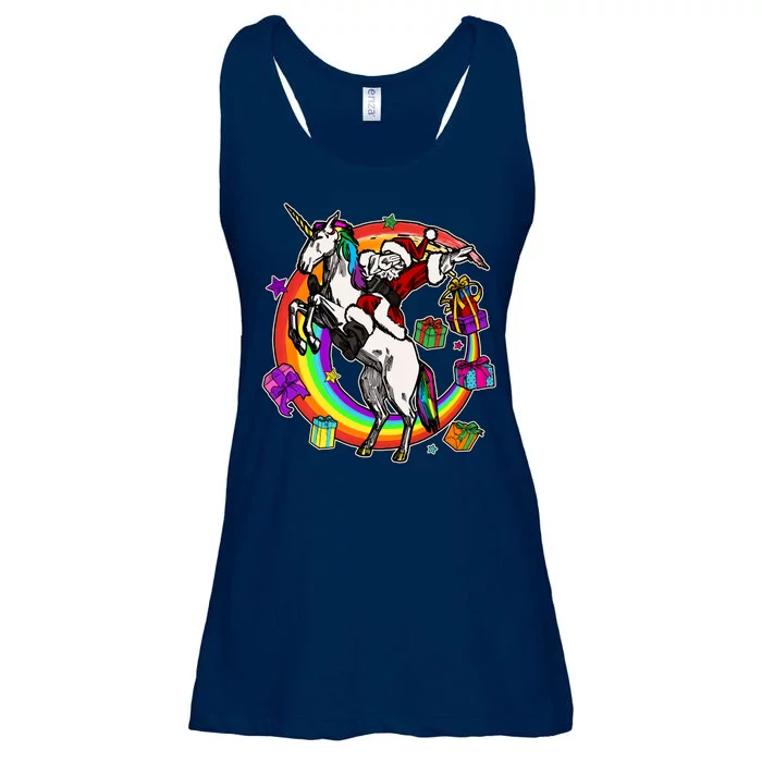 Christmas Dabbing Santa Riding Unicorn Ladies Essential Flowy Tank