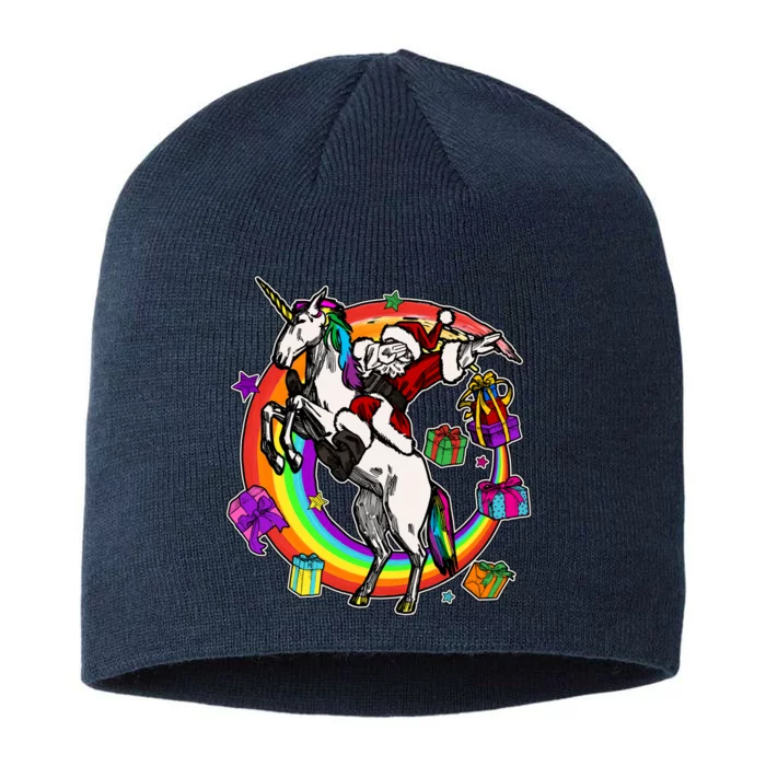 Christmas Dabbing Santa Riding Unicorn 8 1/2in Sustainable Knit Beanie