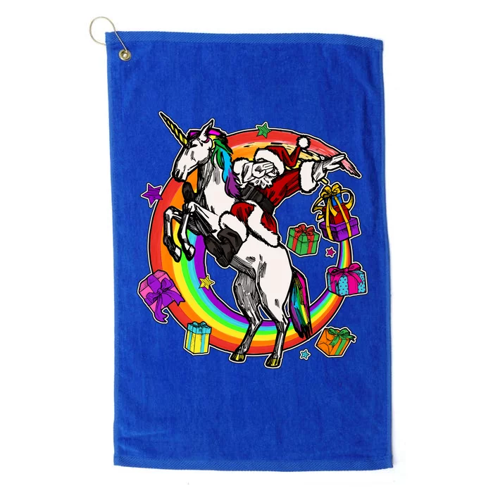 Christmas Dabbing Santa Riding Unicorn Platinum Collection Golf Towel