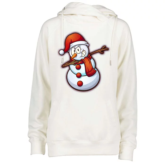 Christmas Dabbing Snowman Womens Funnel Neck Pullover Hood