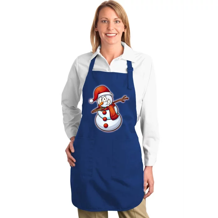 Christmas Dabbing Snowman Full-Length Apron With Pocket