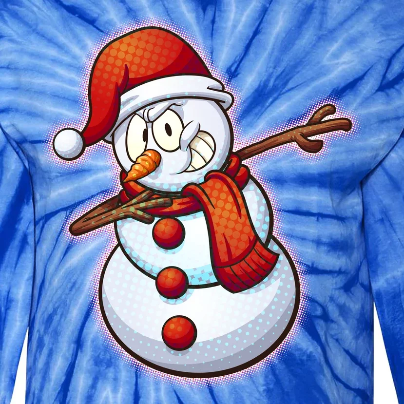 Christmas Dabbing Snowman Tie-Dye Long Sleeve Shirt