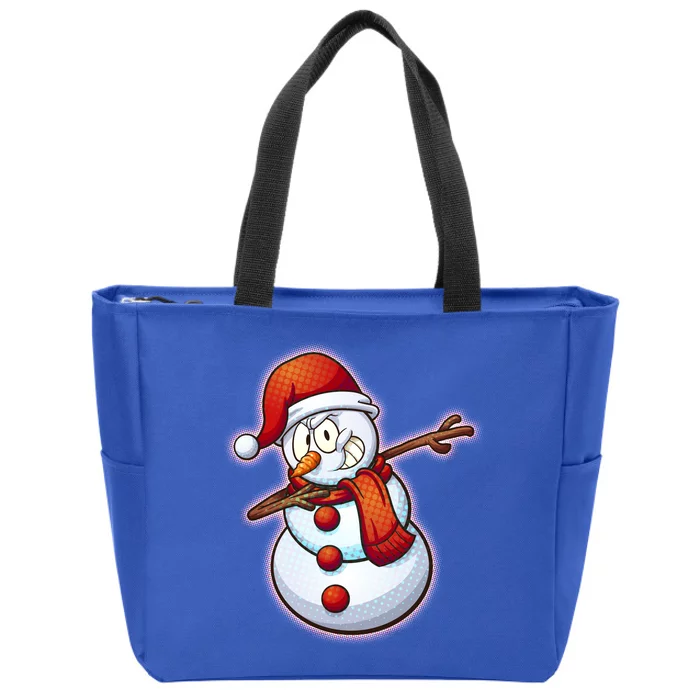 Christmas Dabbing Snowman Zip Tote Bag