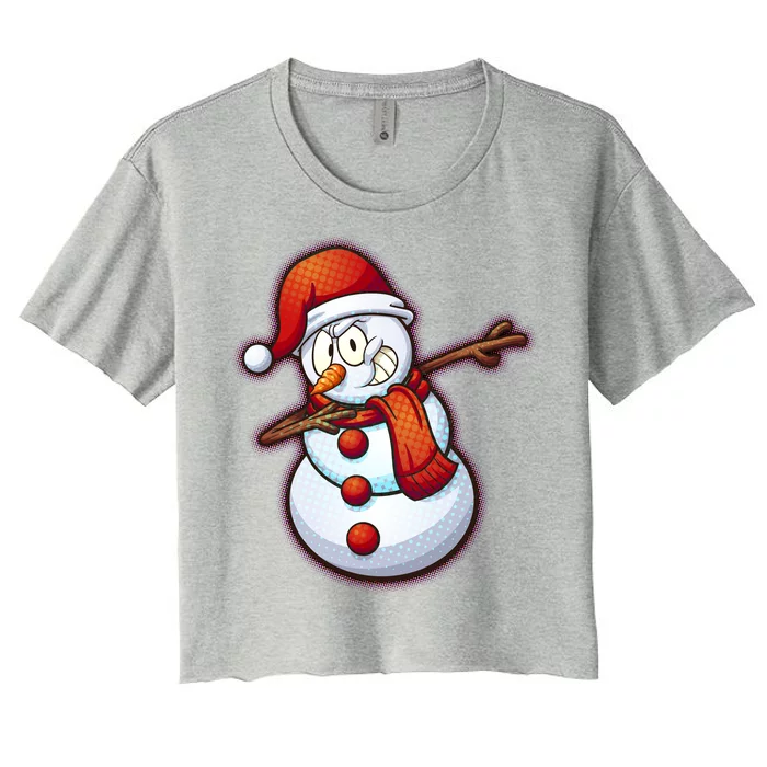 Christmas Dabbing Snowman Women's Crop Top Tee