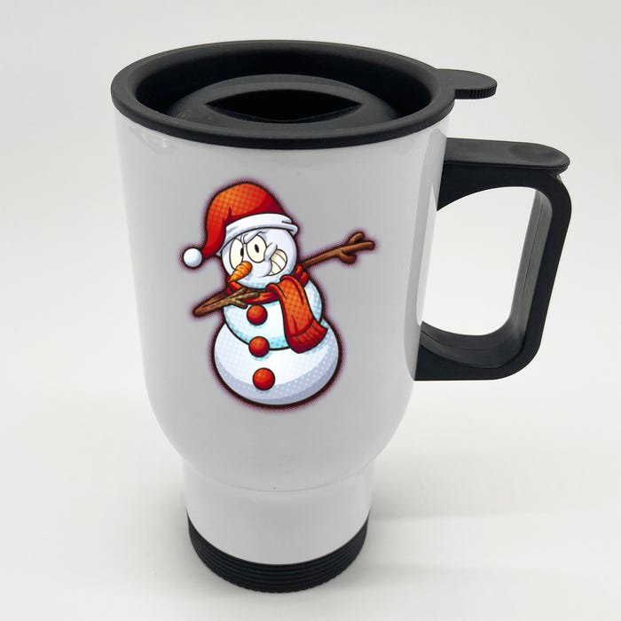 Christmas Dabbing Snowman Front & Back Stainless Steel Travel Mug