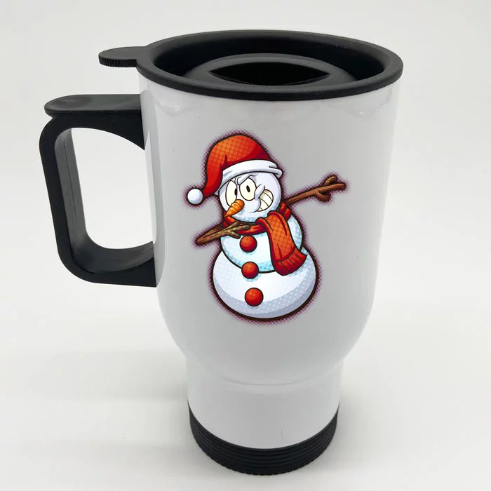 Christmas Dabbing Snowman Front & Back Stainless Steel Travel Mug