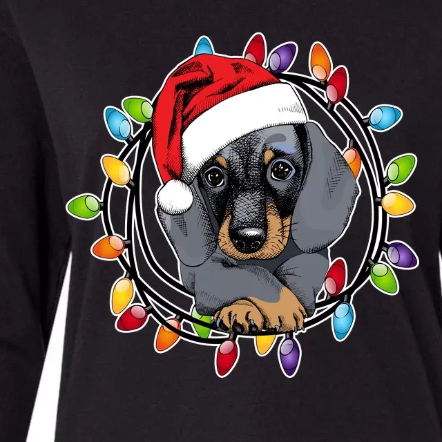 Christmas Dachshund Lights Womens Cotton Relaxed Long Sleeve T-Shirt