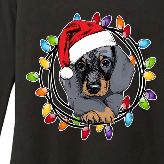 Christmas Dachshund Lights Womens CVC Long Sleeve Shirt