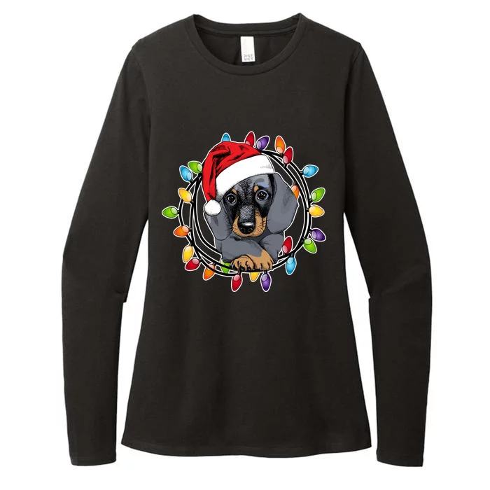 Christmas Dachshund Lights Womens CVC Long Sleeve Shirt