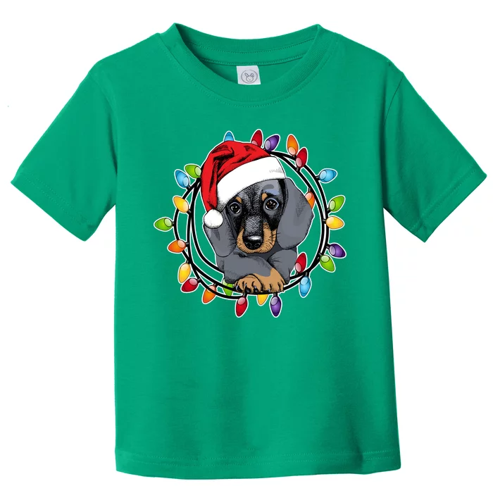 Christmas Dachshund Lights Toddler T-Shirt