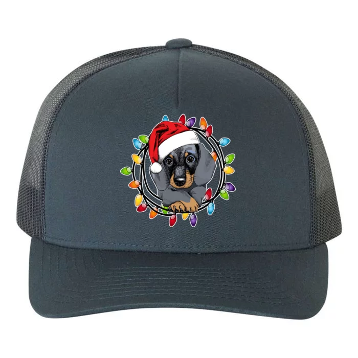 Christmas Dachshund Lights Yupoong Adult 5-Panel Trucker Hat