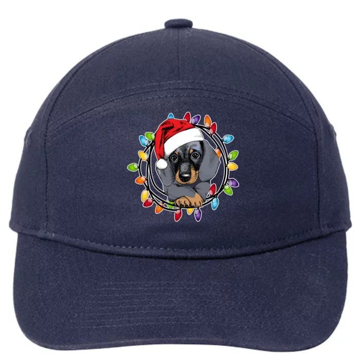 Christmas Dachshund Lights 7-Panel Snapback Hat