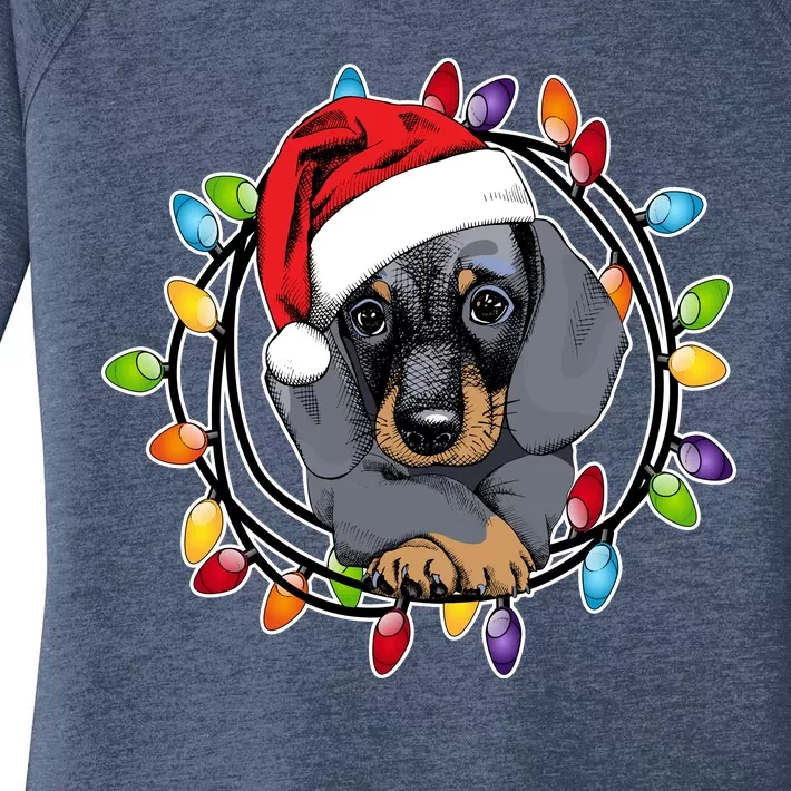 Christmas Dachshund Lights Women's Perfect Tri Tunic Long Sleeve Shirt