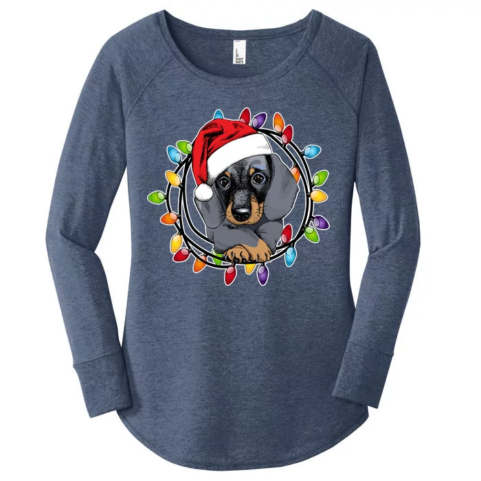 Christmas Dachshund Lights Women's Perfect Tri Tunic Long Sleeve Shirt