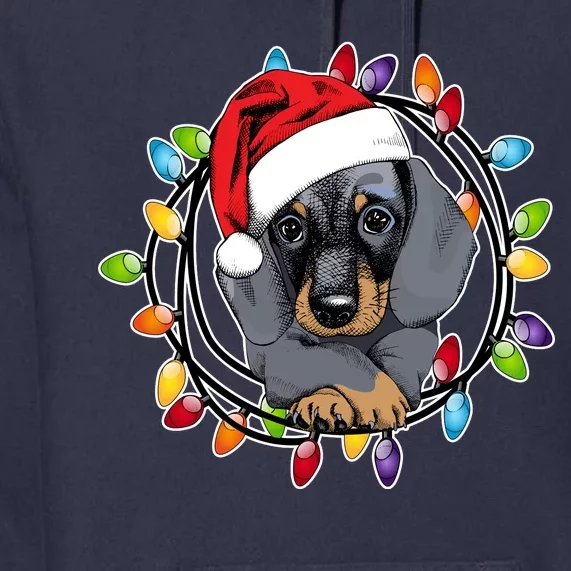 Christmas Dachshund Lights Premium Hoodie