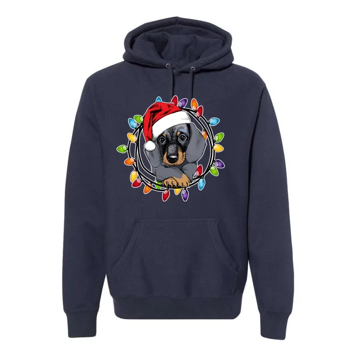 Christmas Dachshund Lights Premium Hoodie