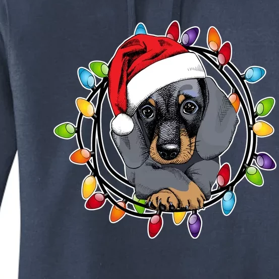 Christmas Dachshund Lights Women's Pullover Hoodie