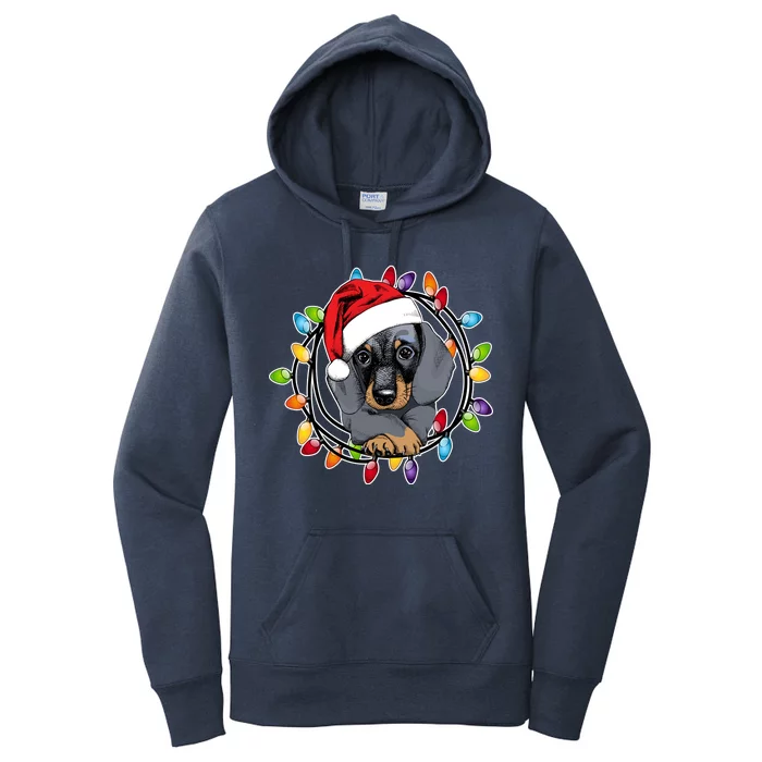 Christmas Dachshund Lights Women's Pullover Hoodie