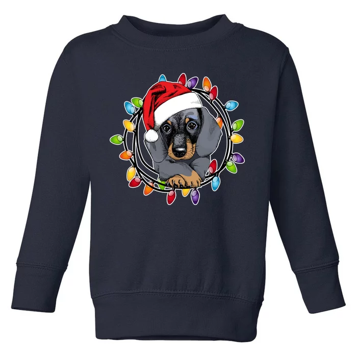 Christmas Dachshund Lights Toddler Sweatshirt