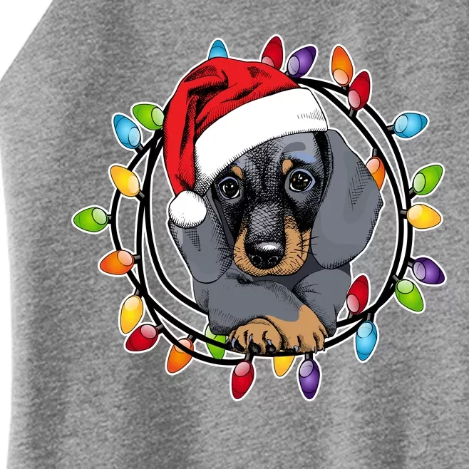 Christmas Dachshund Lights Women’s Perfect Tri Rocker Tank