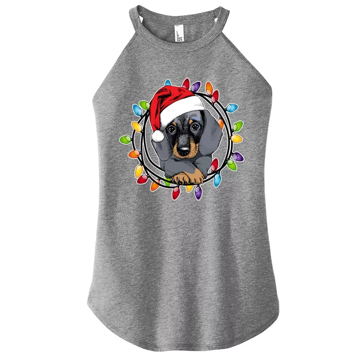 Christmas Dachshund Lights Women’s Perfect Tri Rocker Tank