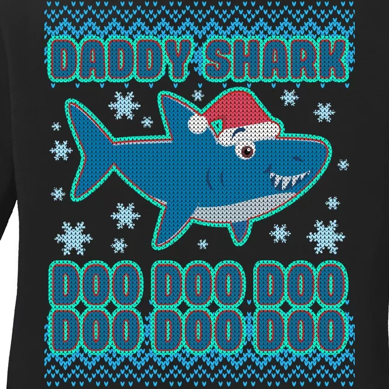 Christmas Daddy Shark Doo Doo Doo Ladies Long Sleeve Shirt