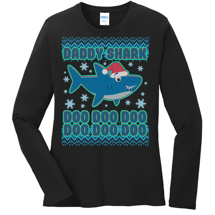 Christmas Daddy Shark Doo Doo Doo Ladies Long Sleeve Shirt