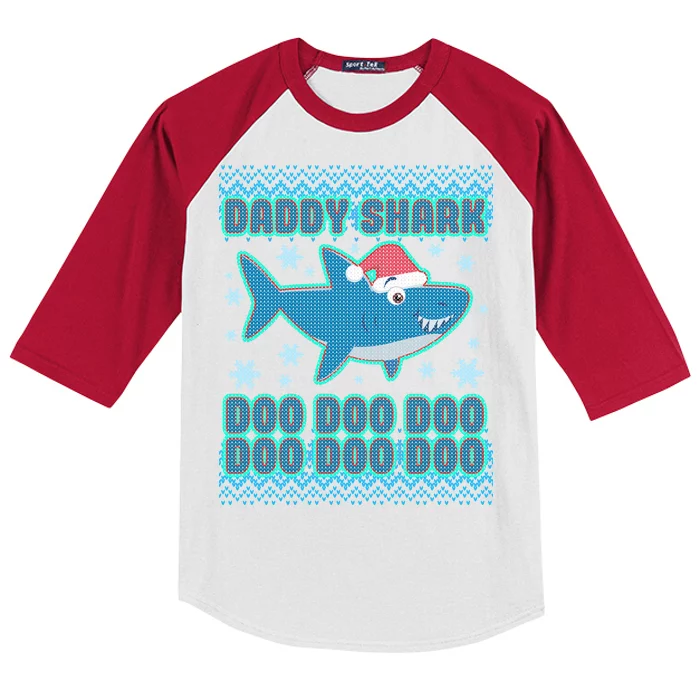 Christmas Daddy Shark Doo Doo Doo Kids Colorblock Raglan Jersey