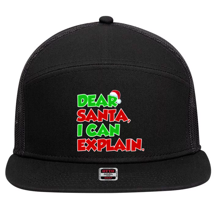 Christmas Dear Santa I Can Explain 7 Panel Mesh Trucker Snapback Hat