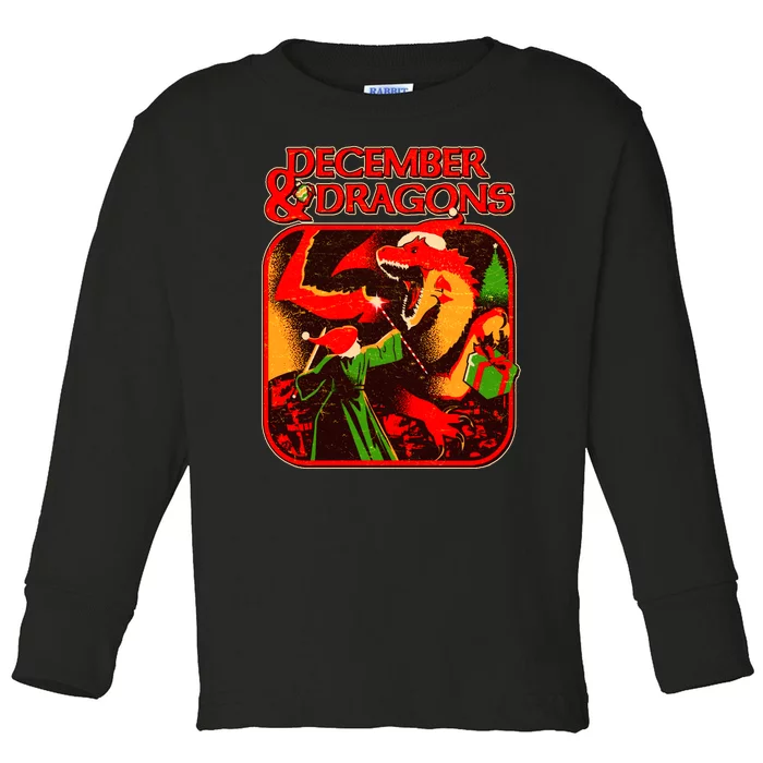 Christmas December & Dragons Toddler Long Sleeve Shirt