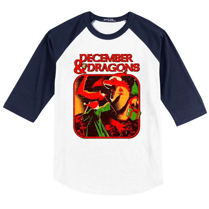 Christmas December & Dragons Baseball Sleeve Shirt