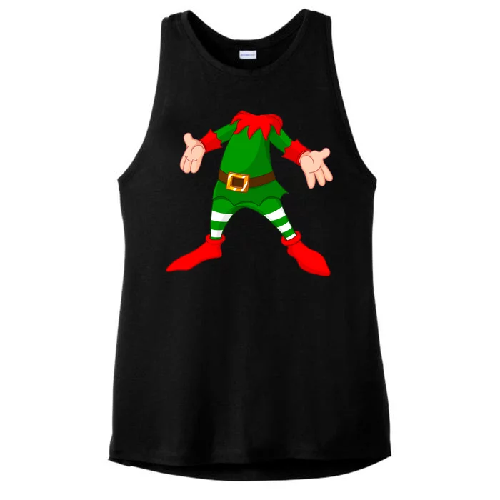 Christmas Elf Big Head Suit Ladies Tri-Blend Wicking Tank