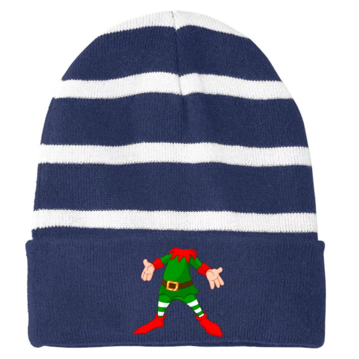 Christmas Elf Big Head Suit Striped Beanie with Solid Band