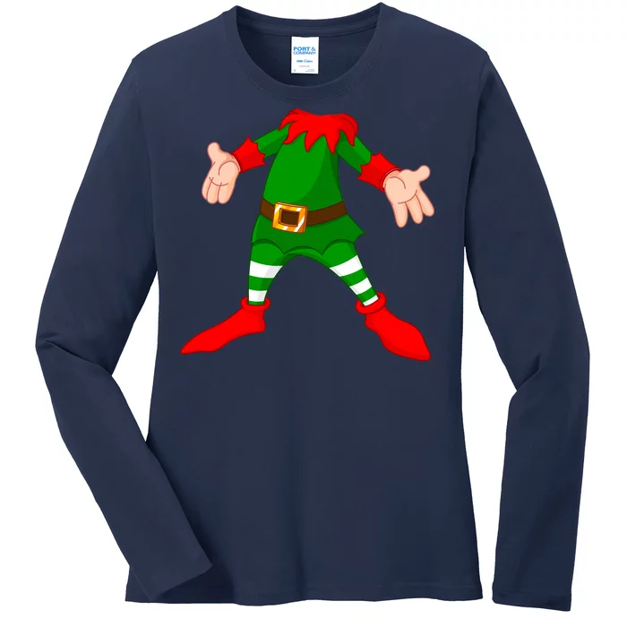 Christmas Elf Big Head Suit Ladies Long Sleeve Shirt