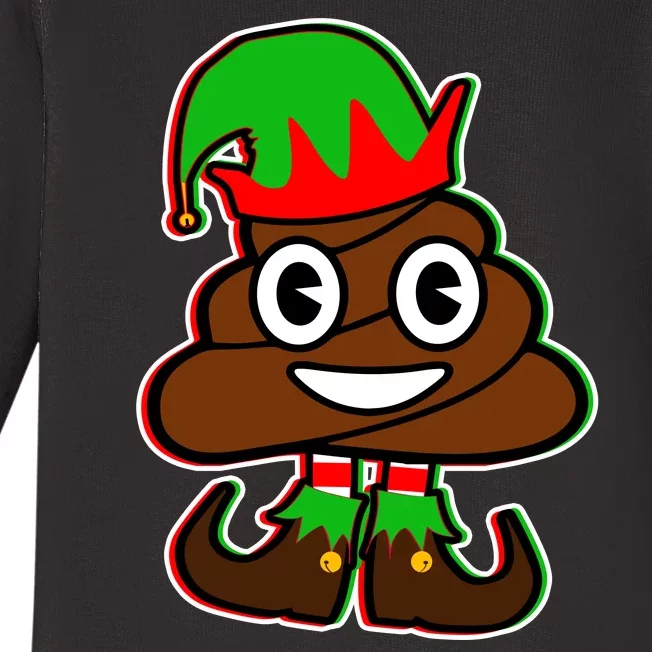 Christmas Elf Poop Emoji Baby Long Sleeve Bodysuit