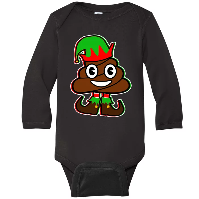 Christmas Elf Poop Emoji Baby Long Sleeve Bodysuit